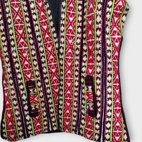 Womens Wool Jacket Sz Medium Hoodie Zip Front Vtg Cabincore Hippie Bohemian Boho - Picture 5 of 11